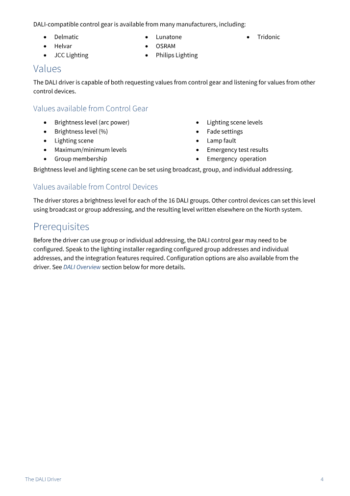 Preview thumbnail of page 4 of the DALI Driver Manual PDF document.